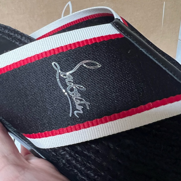 Christian Louboutin Hot Flip Espadrille Flip Flop Sandal Black Multi Sz 40 / 7 - Picture 8 of 13